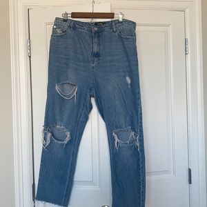 Stasis x Missguided Light Blue Wrath Highwasted Slash Straight Leg Jean